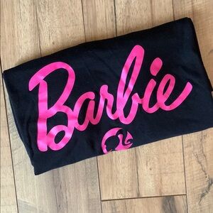 Black Short Sleeve Tee with Pink Barbie Logo